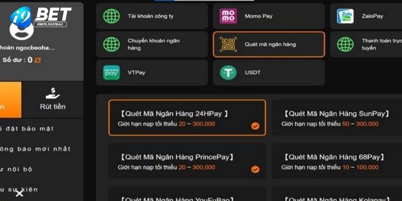 Nạp tiền tại I9bet diễn ra với những phương thức đa dạng